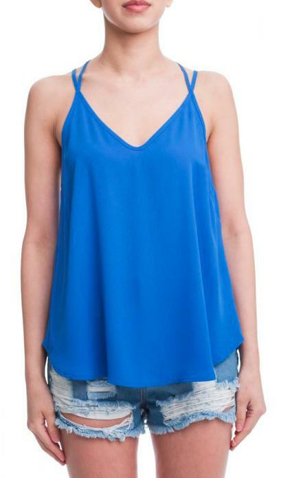 Just Because Blue Strappy Back Tank -  cozycouturew