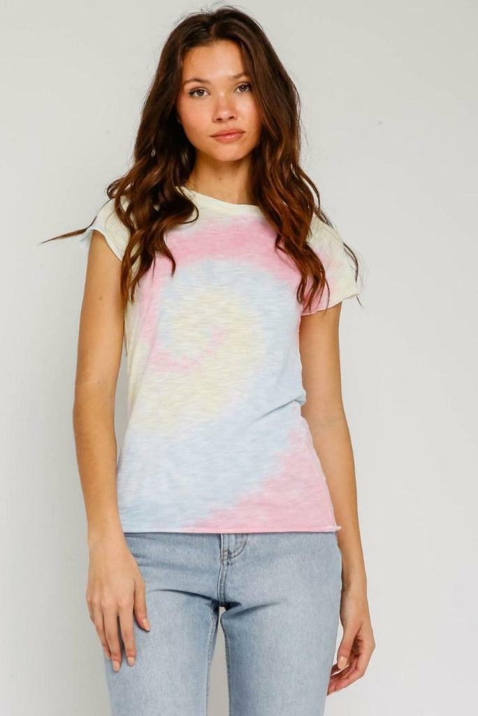 Groovy Vibes Girlfriend Pink and Blue Tie-Dye Tee -  cozycouturew