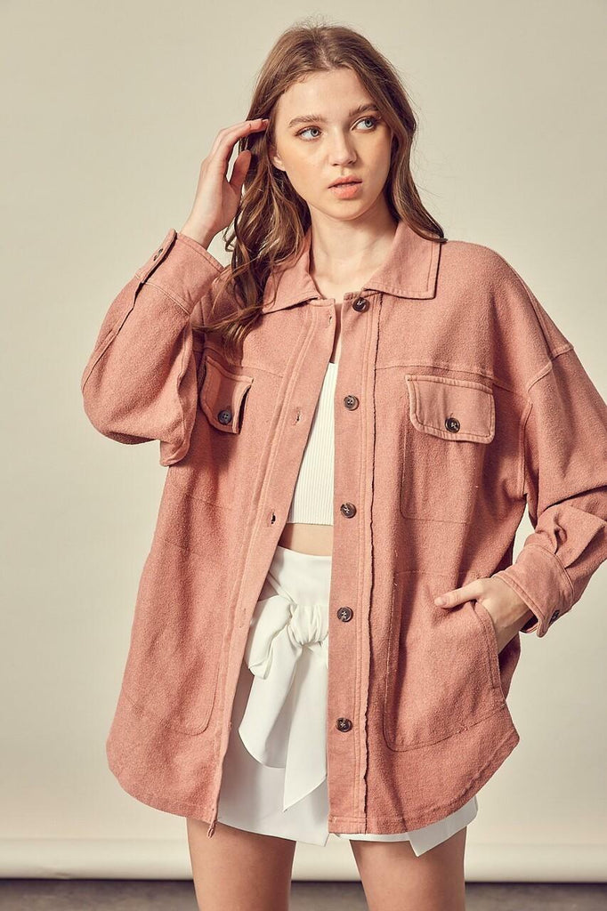 Good Time Rose Long Sleeve Button Down Top -  cozycouturew